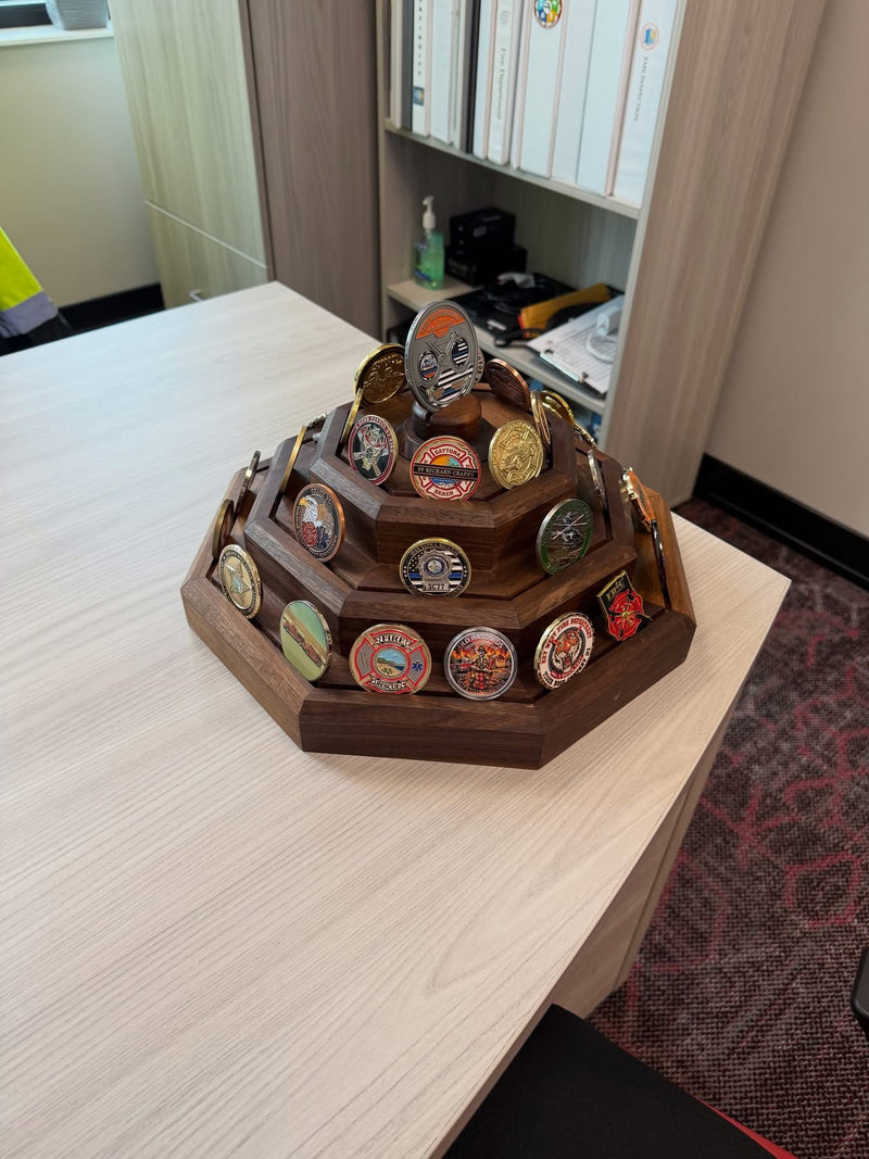 Compact 3-Tier Octagonal Challenge Coin Display
