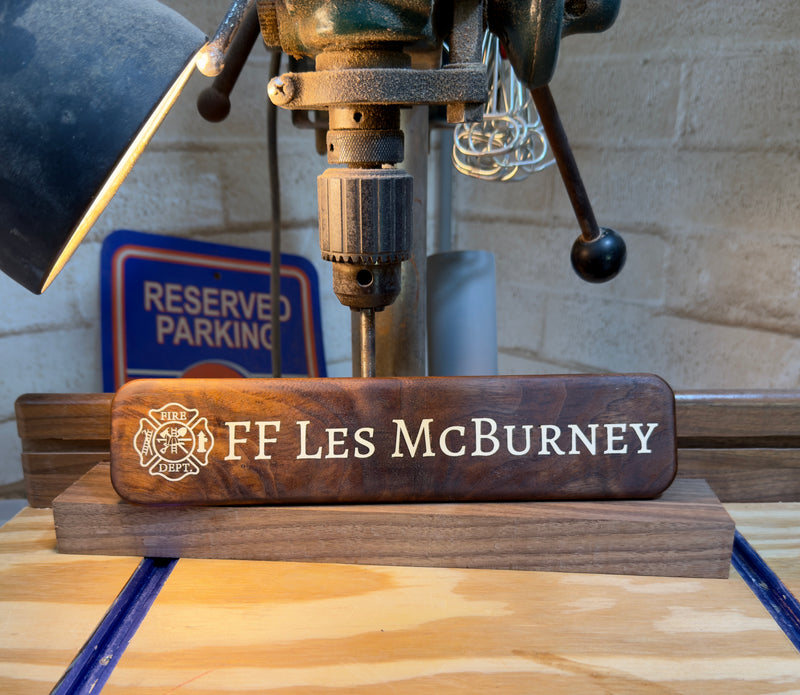 Locker label (Walnut w/ White Text)